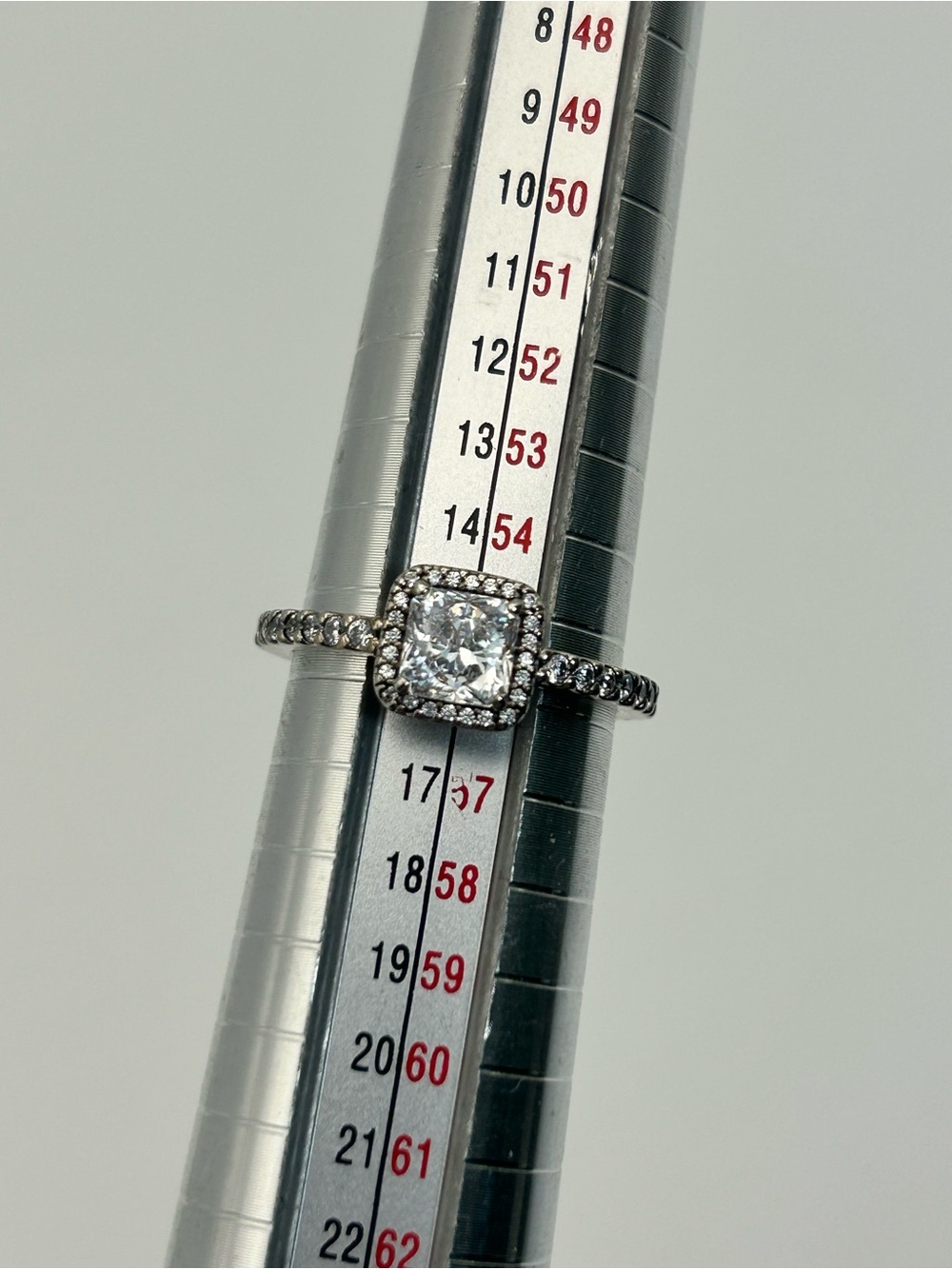 Pandora Sterling Silver Sparkle Halo Square Ring Size 7.5 Stamped S925 ALE 56 - Picture 10 of 11